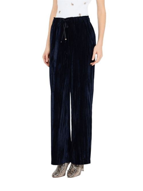 Pantaloni da donna in velluto colore blu marino LIU JO | CF5404-T094A94028